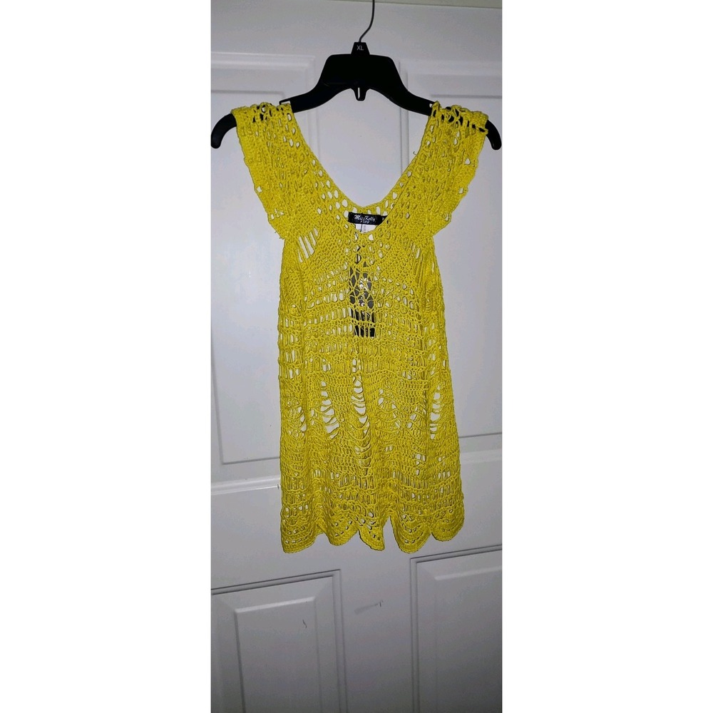 Miss Kelly 1999 Yellow Crochet Top Size S/M NEW
